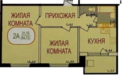 Квартира 54,7 м², 2-комнатная - изображение 1