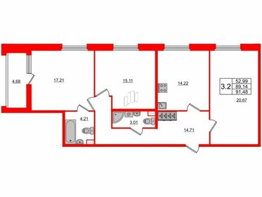 88 м², 3-комнатная квартира 22 900 736 ₽ - изображение 11