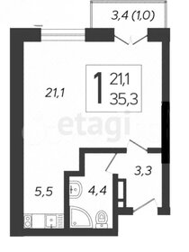 Квартира 35,3 м², 1-комнатная - изображение 1