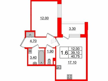 39,1 м², 1-комнатная квартира 7 200 030 ₽ - изображение 55