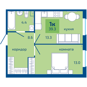 Квартира 39,3 м², 1-комнатная - изображение 1