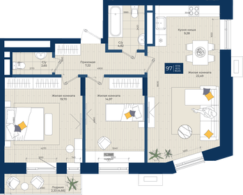 108,5 м², 2-комнатная квартира 36 990 000 ₽ - изображение 112