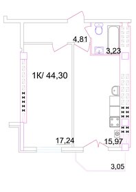 44,3 м², 1-комнатная квартира 3 491 628 ₽ - изображение 9