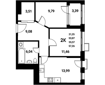 55,6 м², 2-комнатная квартира 8 840 838 ₽ - изображение 19