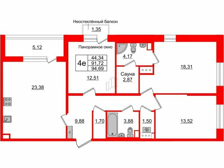 91,7 м², 3-комнатная квартира 20 050 268 ₽ - изображение 1