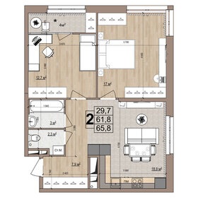 Квартира 65,8 м², 2-комнатная - изображение 1