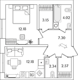 43,3 м², 1-комнатная квартира 11 242 276 ₽ - изображение 6