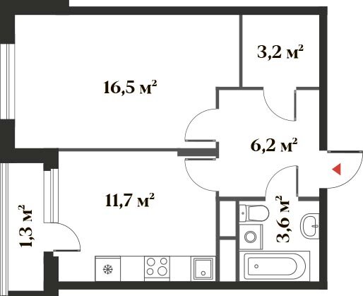 42,5 м², 1-комнатная квартира 12 052 090 ₽ - изображение 1