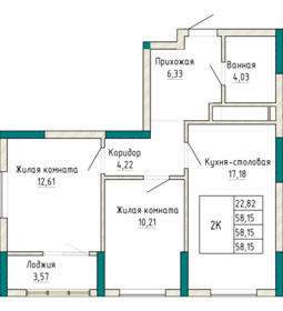 54,1 м², 2-комнатная квартира 9 034 700 ₽ - изображение 22