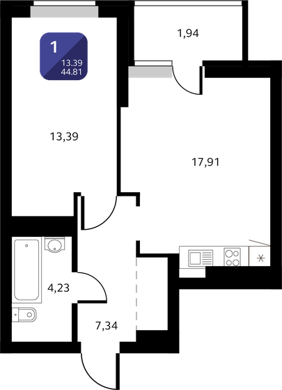 42,8 м², 2-комнатная квартира 4 100 000 ₽ - изображение 119