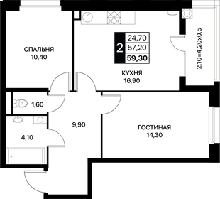 58,6 м², 2-комнатная квартира 6 914 800 ₽ - изображение 28