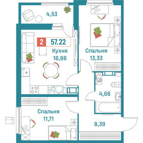 55,3 м², 2-комнатная квартира 12 000 000 ₽ - изображение 58