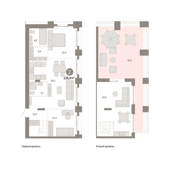 138,9 м², 2-комнатная квартира 41 340 000 ₽ - изображение 1
