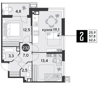 62,6 м², 2-комнатная квартира 9 721 780 ₽ - изображение 22