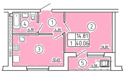 33,3 м², 1-комнатная квартира 3 123 000 ₽ - изображение 18