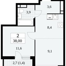 Квартира 38 м², 2-комнатная - изображение 3