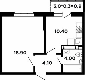 Квартира 38,3 м², 1-комнатная - изображение 1