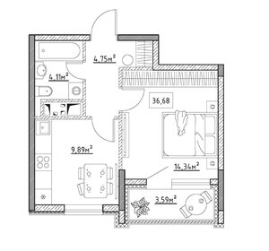 33 м², 1-комнатная квартира 2 470 000 ₽ - изображение 56