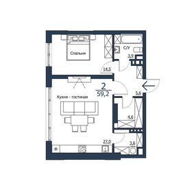 59,2 м², 2-комнатная квартира 9 472 000 ₽ - изображение 4
