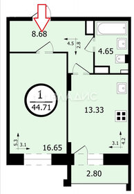 45,7 м², 1-комнатная квартира 7 250 000 ₽ - изображение 66