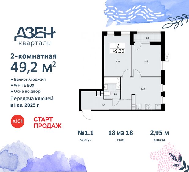 49,2 м², 2-комнатная квартира 14 831 655 ₽ - изображение 46