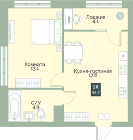 Квартира 39,7 м², 1-комнатная - изображение 1