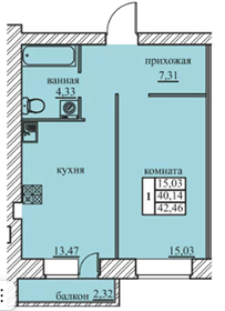 Квартира 40,8 м², 1-комнатная - изображение 1