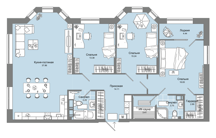 114 м², 4-комнатная квартира 23 194 930 ₽ - изображение 1