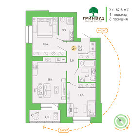 Квартира 62,6 м², 2-комнатная - изображение 1