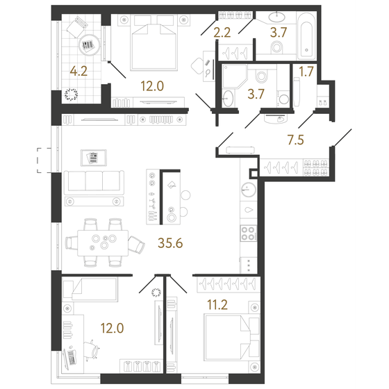 89,6 м², 3-комнатная квартира 23 179 404 ₽ - изображение 19