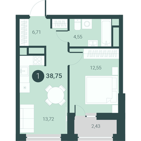 38,5 м², 1-комнатная квартира 6 650 000 ₽ - изображение 7