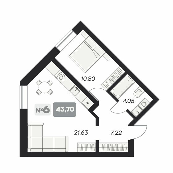 43,7 м², 2-комнатные апартаменты 7 950 000 ₽ - изображение 1