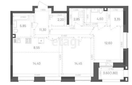 Квартира 81,9 м², 2-комнатная - изображение 1