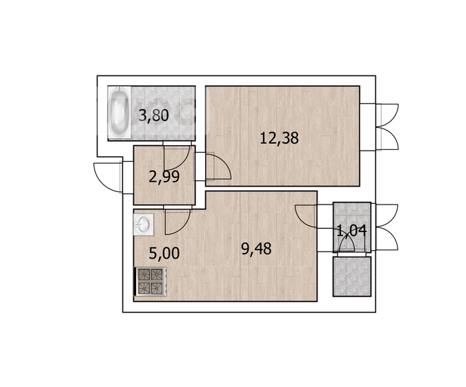 34,7 м², 1-комнатная квартира 4 850 000 ₽ - изображение 24