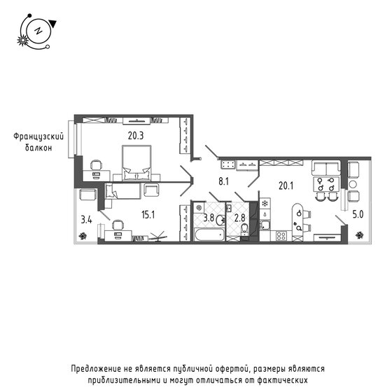 76,2 м², 2-комнатная квартира 20 973 380 ₽ - изображение 28