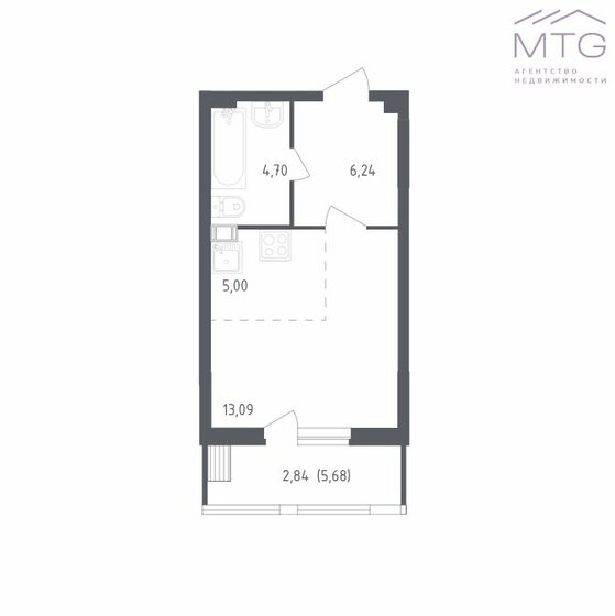 28,7 м², квартира-студия 5 250 000 ₽ - изображение 1