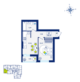Квартира 38,5 м², 1-комнатная - изображение 1