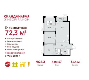 78,1 м², 3-комнатная квартира 16 150 000 ₽ - изображение 110