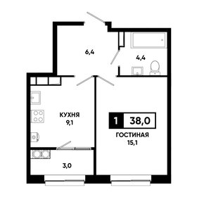 Квартира 38 м², 1-комнатная - изображение 1
