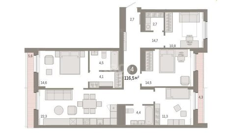 Квартира 120 м², 4-комнатная - изображение 1