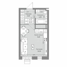 Квартира 29 м², 1-комнатная - изображение 1