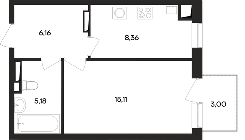 40,4 м², 1-комнатная квартира 6 868 000 ₽ - изображение 40