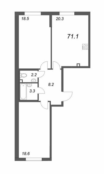 71,1 м², 2-комнатная квартира 16 929 000 ₽ - изображение 1