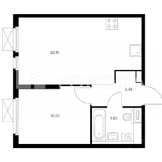 Квартира 37,7 м², 1-комнатная - изображение 1