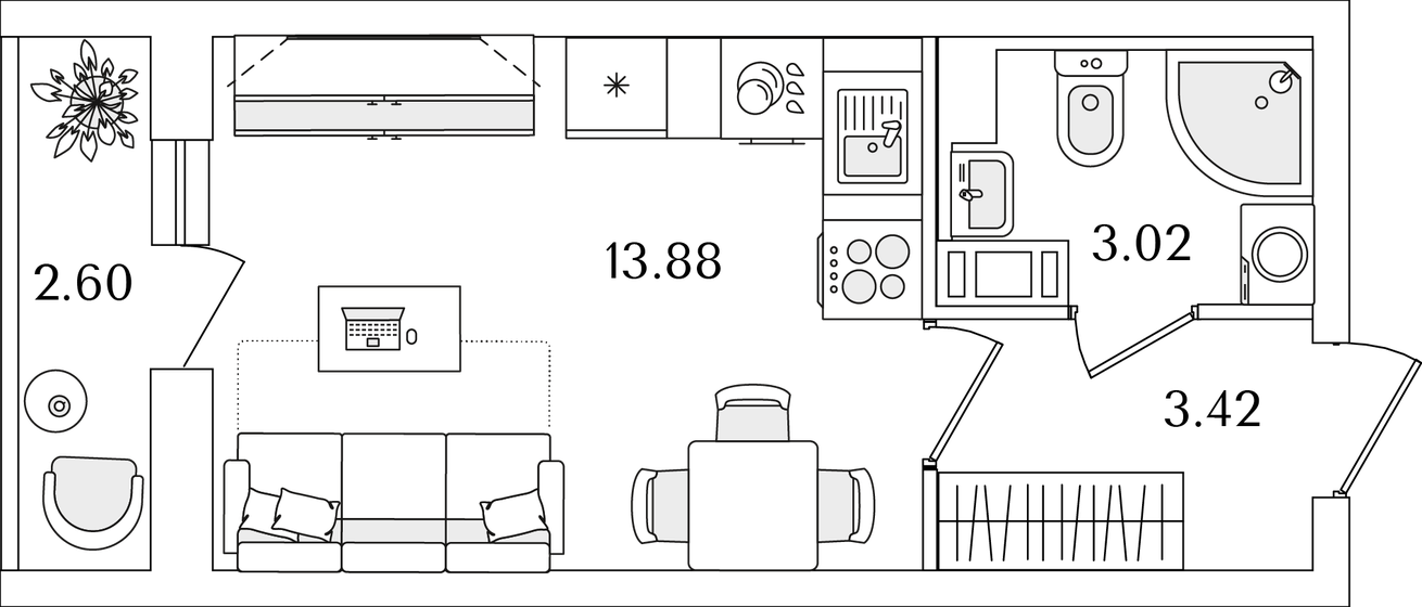 21,6 м², квартира-студия 5 844 393 ₽ - изображение 1