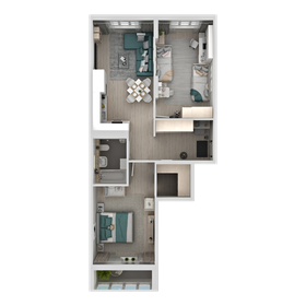 Квартира 68,5 м², 2-комнатная - изображение 1