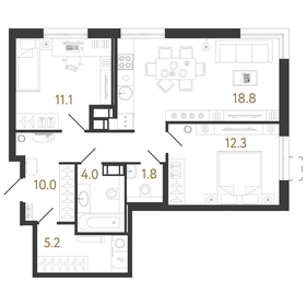 65,4 м², 2-комнатная квартира 18 000 000 ₽ - изображение 64