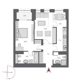 62,4 м², 2-комнатная квартира 13 950 000 ₽ - изображение 42