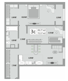 Квартира 78 м², 3-комнатная - изображение 1