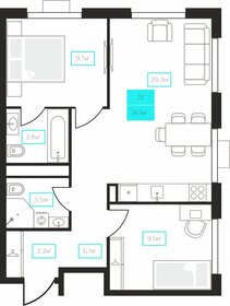 55 м², 2-комнатная квартира 6 600 000 ₽ - изображение 47